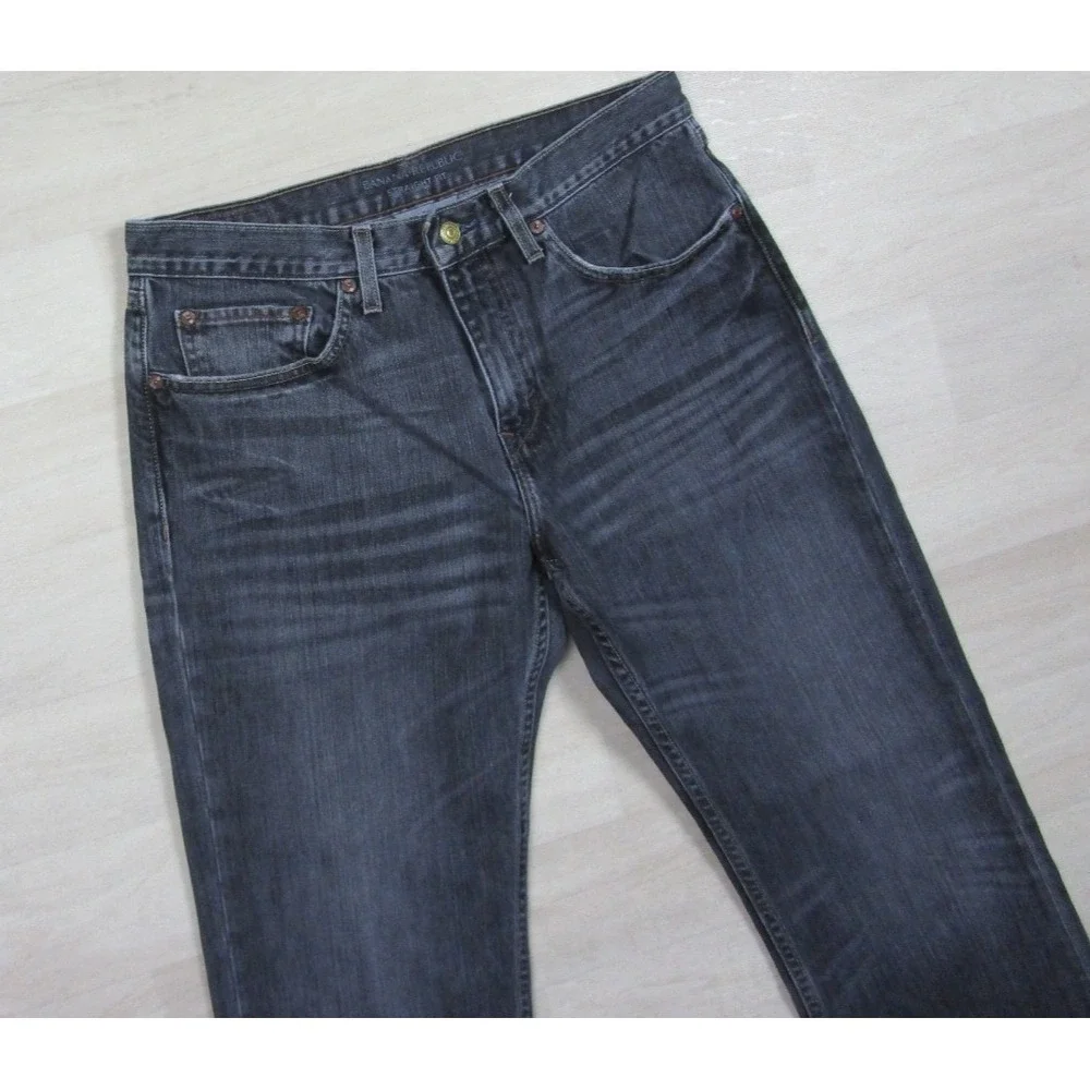 Banana Republic Jeans Men's (31x29.5) Straight Fit Selvedge Denim Charcoal Black